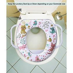 Babyhug Soft Potty Seat With Handle Cat Print - White