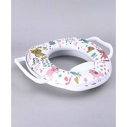 Babyhug Soft Potty Seat With Handle Cat Print - White