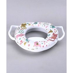 Babyhug Soft Potty Seat With Handle Cat Print - White