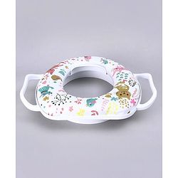 Babyhug Soft Potty Seat With Handle Cat Print - White