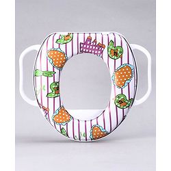 Babyhug Soft Potty Seat With Handle Bird Print - White