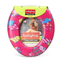 Babyhug Soft Potty Seat Crocodile And Elephant Print - Pink