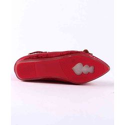Cute Walk by Babyhug Party Wear Belly Shoes Bow Applique - Red
