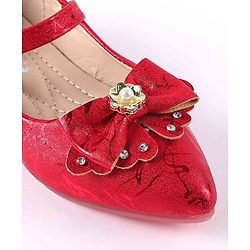 Cute Walk by Babyhug Party Wear Belly Shoes Bow Applique - Red
