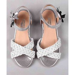 Cute Walk by Babyhug Party Wear Sandals Floral Appliques - Silver - EU 24 Multi Color