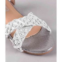Cute Walk by Babyhug Party Wear Sandals Floral Appliques - Silver - EU 24 Multi Color