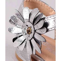 Cute Walk by Babyhug Party Wear Sandals Floral Appliques - Silver - EU 24 Multi Color