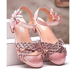 Cute Walk by Babyhug Party Wear Sandals Floral Appliques - Pink