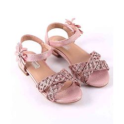 Cute Walk by Babyhug Party Wear Sandals Floral Appliques - Pink