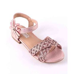 Cute Walk by Babyhug Party Wear Sandals Floral Appliques - Pink