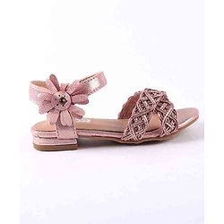 Cute Walk by Babyhug Party Wear Sandals Floral Appliques - Pink