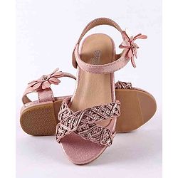 Cute Walk by Babyhug Party Wear Sandals Floral Appliques - Pink