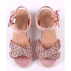 Cute Walk by Babyhug Party Wear Sandals Floral Appliques - Pink