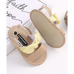 Cute Walk by Babyhug Sandals Style Booties Bow Applique - Yellow Brown