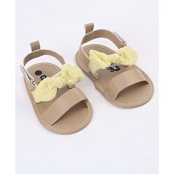 Cute Walk by Babyhug Sandals Style Booties Bow Applique - Yellow Brown