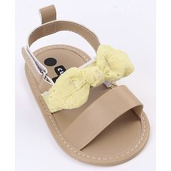 Cute Walk by Babyhug Sandals Style Booties Bow Applique - Yellow Brown