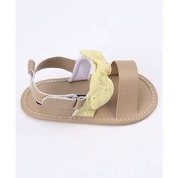 Cute Walk by Babyhug Sandals Style Booties Bow Applique - Yellow Brown
