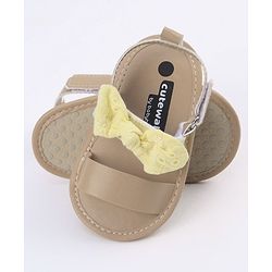 Cute Walk by Babyhug Sandals Style Booties Bow Applique - Yellow Brown