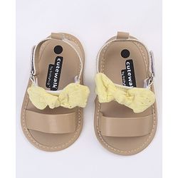 Cute Walk by Babyhug Sandals Style Booties Bow Applique - Yellow Brown