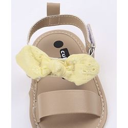 Cute Walk by Babyhug Sandals Style Booties Bow Applique - Yellow Brown