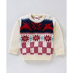 Babyhug Full Sleeves Sweater Set - White