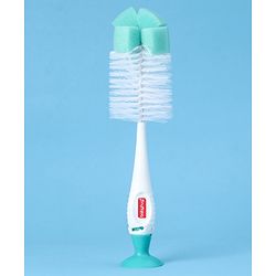 Babyhug 2-in-1 Bottle & Nipple Cleaning Brush with Flexible Bristles and Suction Base  Green | BPA Free | Easy Grip | 360° Cleaning Tool | Easy to Clean | Silicone Bristles | Anti Slip Handle