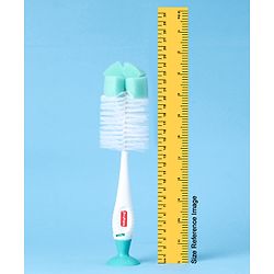 Babyhug 2-in-1 Bottle & Nipple Cleaning Brush with Flexible Bristles and Suction Base  Green | BPA Free | Easy Grip | 360° Cleaning Tool | Easy to Clean | Silicone Bristles | Anti Slip Handle