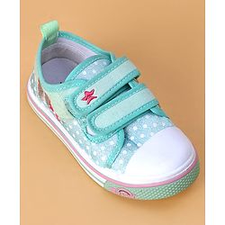 Cute Walk by Babyhug Velcro Closure Casual Shoes With Polka Dot Print - Light Green