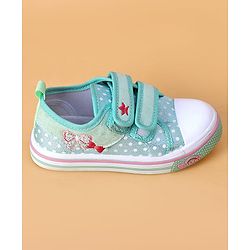 Cute Walk by Babyhug Velcro Closure Casual Shoes With Polka Dot Print - Light Green