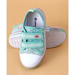 Cute Walk by Babyhug Velcro Closure Casual Shoes With Polka Dot Print - Light Green
