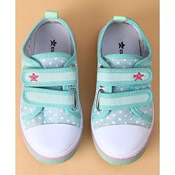 Cute Walk by Babyhug Velcro Closure Casual Shoes With Polka Dot Print - Light Green