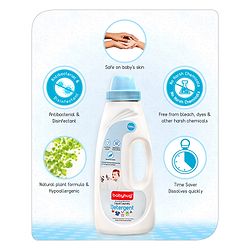 Babyhug Plant-Based Liquid Laundry Detergent for Babies  Natural & Gentle Fabric Cleaner  550 ml | Anti Bacterial | Hypoallergenic | Fragrance Free
