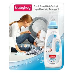Babyhug Plant-Based Liquid Laundry Detergent for Babies  Natural & Gentle Fabric Cleaner  550 ml | Anti Bacterial | Hypoallergenic | Fragrance Free