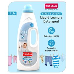 Babyhug Plant-Based Liquid Laundry Detergent for Babies  Natural & Gentle Fabric Cleaner  1000 ml | Anti Bacterial | Hypoallergenic | Fragrance Free