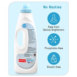 Babyhug Plant-Based Liquid Laundry Detergent for Babies  Natural & Gentle Fabric Cleaner  1000 ml | Anti Bacterial | Hypoallergenic | Fragrance Free