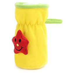 Babyhug Velour Plush Bottle Cover Cute Star Motif Medium Yellow - Fits Upto 120 ml to 260 ml Bottle