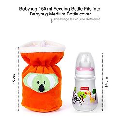 Babyhug Velour Plush Bottle Cover Cute Star Motif Medium Yellow - Fits Upto 120 ml to 260 ml Bottle