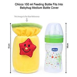 Babyhug Velour Plush Bottle Cover Cute Star Motif Medium Yellow - Fits Upto 120 ml to 260 ml Bottle