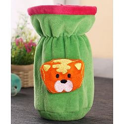 Babyhug Velour Plush Bottle Cover Baby Tiger Motif Medium Green - Fits Upto 120 ml to 260 ml Bottle