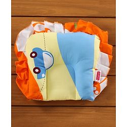 Babyhug Premium Gadda Set With Mosquito Net Orange - Mini Cars Print