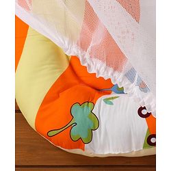 Babyhug Premium Gadda Set With Mosquito Net Orange - Mini Cars Print