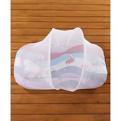 Babyhug Premium Gadda Set With Mosquito Net - Mini Cars Print