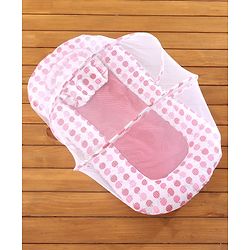 Babyhug Cherry Print Gadda Set With Mosquito Net - Red