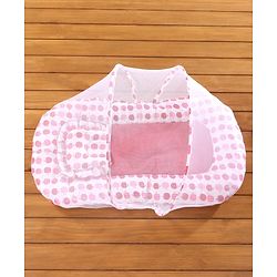 Babyhug Cherry Print Gadda Set With Mosquito Net - Red