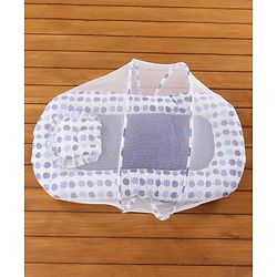 Babyhug Cherry Print Gadda Set With Mosquito Net - Blue
