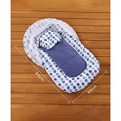 Babyhug Cherry Print Gadda Set With Mosquito Net - Blue