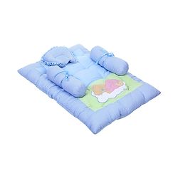 Babyhug Cotton Blend Gadda Set Teddy Embroidery - Blue