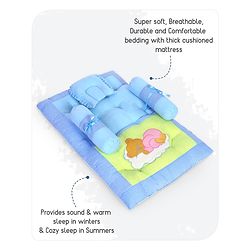 Babyhug Cotton Blend Gadda Set Teddy Embroidery - Blue