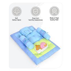 Babyhug Cotton Blend Gadda Set Teddy Embroidery - Blue