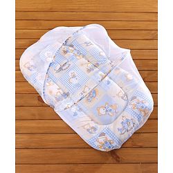 Babyhug Cotton Mosquito Net With Mattress Printed - Blue